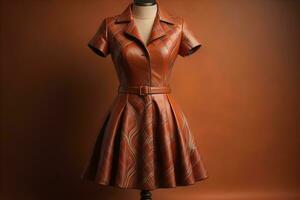 Women's dress on a mannequin in a fashion store. ai generative photo