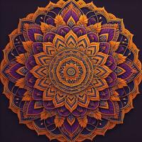 Mandala pattern. Vintage decorative elements. Hand drawn oriental background. ai generative photo