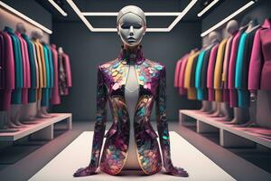 Futuristic fashion mannequin in the store. ai generative photo