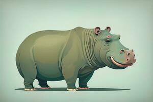 Hippopotamus standing on its hind legs. Vector illustration. ai generative photo