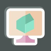 Sticker 3D Rendering. related to 3D Visualization symbol. simple design editable. simple illustration vector