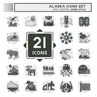 Icon Set Alaska. related to Education symbol. comic style. simple design editable. simple illustration vector