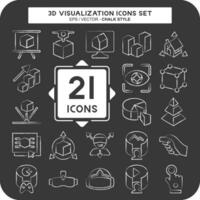 Icon Set 3D Visualization. related to 3D Visualization symbol. chalk Style. simple design editable. simple illustration vector