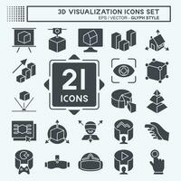 Icon Set 3D Visualization. related to 3D Visualization symbol. glyph style. simple design editable. simple illustration vector