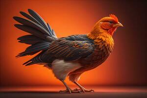 Colorful chicken on a solid color background, studio photo. ai generative photo