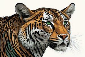 Portrait of a tiger on a solid color background. Close-up. ai generative photo