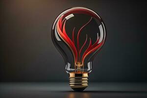 Glowing glass light bulb on dark background. ai generative photo