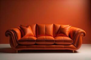 un creativo, vistoso, y elegante sofá en el interior, ai generado foto