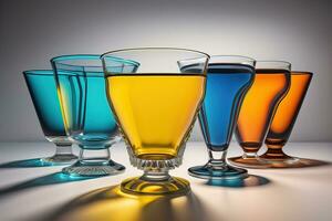 Glasses for different alcoholic beverages. ai generative photo