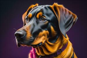 Portrait of a cute dog on a colorful background. Studio shot. ai generative photo