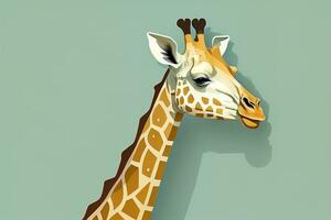 Giraffe isolated on green background. Cartoon style. Vector illustration. ai generative photo