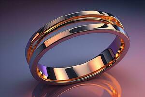 Wedding ring on a solid color background. Jewelry. ai generative photo