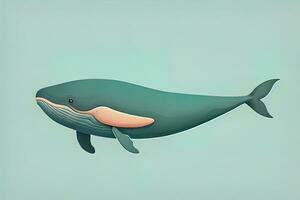 Blue whale isolated on a solid clor background. ai generative photo