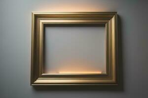 Glass picture frame on a solid color background. ai generative photo