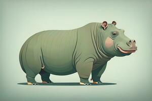 Hippopotamus standing on its hind legs. Vector illustration. ai generative photo