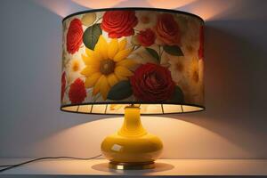 decorative table lamp on solid color background. ai generative photo