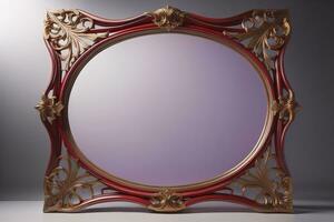 Glass picture frame on a solid color background. ai generative photo