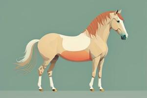 Brown and white horse standing. Vector illustration. ai generative photo