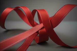 Shiny satin ribbon in brown color isolated on white background. ai generative photo