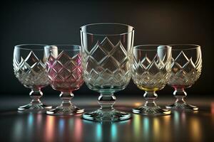 Glasses for different alcoholic beverages. ai generative photo