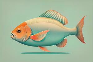 Illustration of a fish on a blue background, vector illustration. ai generative photo