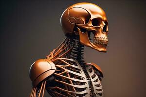 un humano esqueleto en un sólido color antecedentes. ai generativo foto