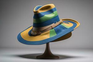 Stylish female hat on mannequin. ai generative photo
