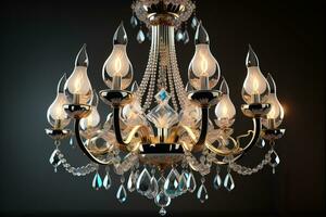 Luxury chandelier isolated on dark background. ai generative photo