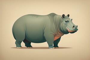 Hippopotamus standing on its hind legs. Vector illustration. ai generative photo