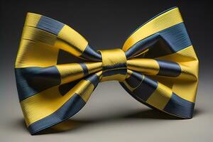 Beautiful and stylish bow tie on a solid colored background. ai generative photo