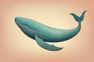 Blue whale isolated on a solid clor background. ai generative photo