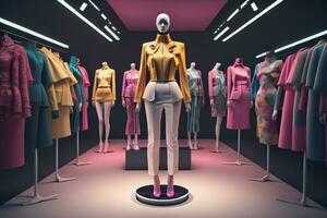 Futuristic fashion mannequin in the store. ai generative photo