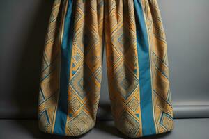 Men's shorts with a pattern on a solid color background. Studio shooting. ai generative photo