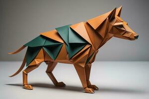 Paper origami animal isolated on solid color background. ai generative photo