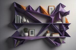 Bookshelf in scandinavian interior. ai generative photo