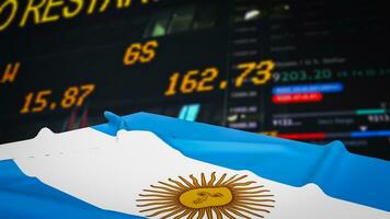 The  Argentina flag on Business chart background  3d rendering photo