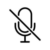 Mic off, mute, disable microphone icon in line style design isolated on white background. Editable stroke. vector