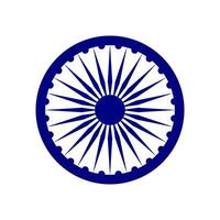 Blue Ashok Chakra wheel symbol in flat style design isolated on white background. vector