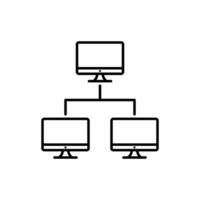 Computer network, client server, connection, intranet icon in line style design isolated on white background. Editable stroke. vector