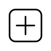 Add button in square, plus square button icon in line style design isolated on white background. Editable stroke. vector
