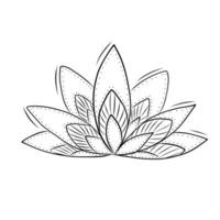 Lotus Flower Decorative Element in Doodle Style vector