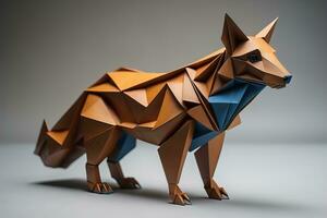 Paper origami animal isolated on solid color background. ai generative photo