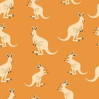 Seamless pattern with kangaroo animals on an orange background. vector