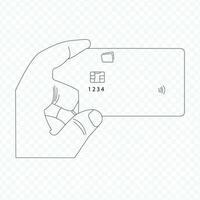 mano participación crédito tarjeta continuo línea dibujo en transferencia ,eps.10 vector