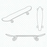 Skateboarding vector illustration. Hand sketched skateboards. Vector flat outline icons illustration isolated