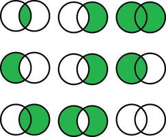 matemáticas sombreado conjuntos venn diagrama símbolos colección vector