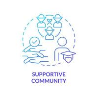 Supportive community blue gradient concept icon. Agriculture education. Like minded. Farm science. College student. Round shape line illustration. Abstract idea. Graphic design. Easy to use vector