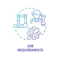 Job requirements blue gradient concept icon. Technical skills. Agricultural worker. Operating machinery. Automation process. Round shape line illustration. Abstract idea. Graphic design. Easy to use vector