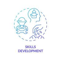 Skills development blue gradient concept icon. Growing plants. Harvesting crop. Operating equipment. Agriculture education. Round shape line illustration. Abstract idea. Graphic design. Easy to use vector