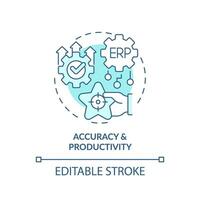 Editable accuracy and productivity blue icon concept, isolated vector, enterprise resource planning thin line illustration. vector